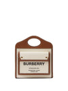 Mini Two-Tone Canvas And Leather Pocket Bag Natural Malt Brown - BURBERRY - BALAAN 2