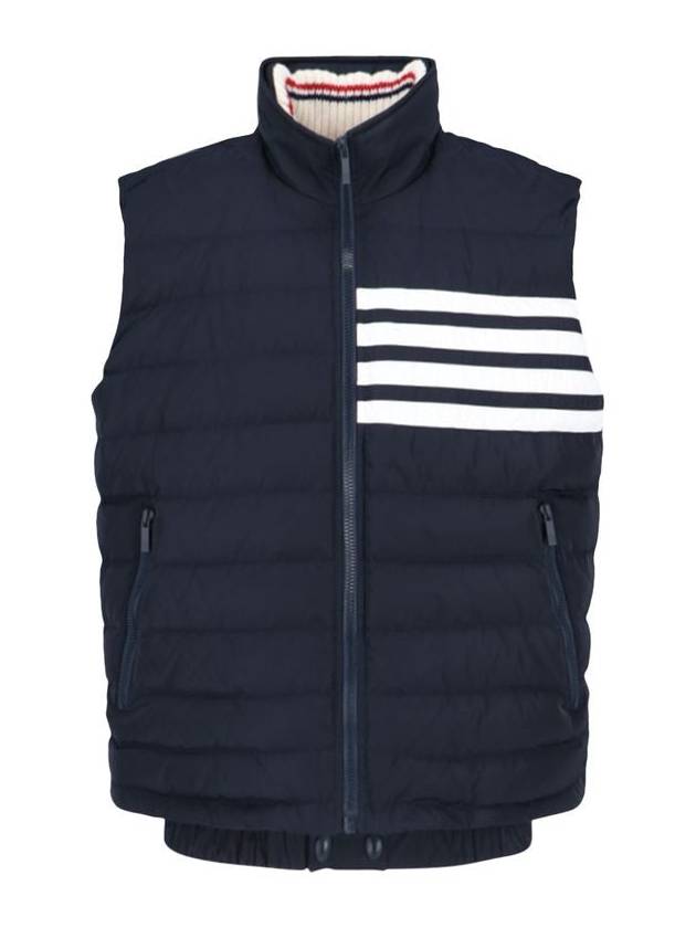 4 Bar Poly Twill Down Vest Navy - THOM BROWNE - BALAAN 2