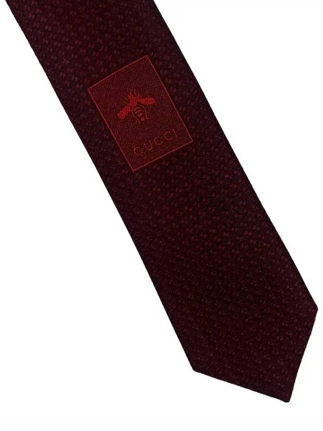 Web Bee Detail Silk Tie Dark Red - GUCCI - BALAAN 10