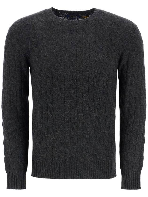 Embroid Logo Cable Knit Top Dark Grey - POLO RALPH LAUREN - BALAAN 2