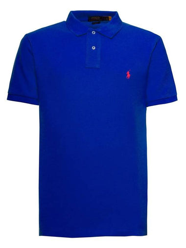 Men's Red Embroidered Logo Short Sleeve PK Shirt Deep Blue - POLO RALPH LAUREN - BALAAN 1