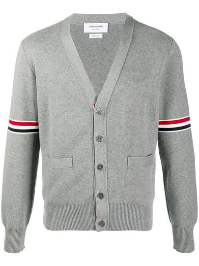 Milano Stitch Sprite Armband Cotton V-neck Cardigan Light Grey - THOM BROWNE - BALAAN 2