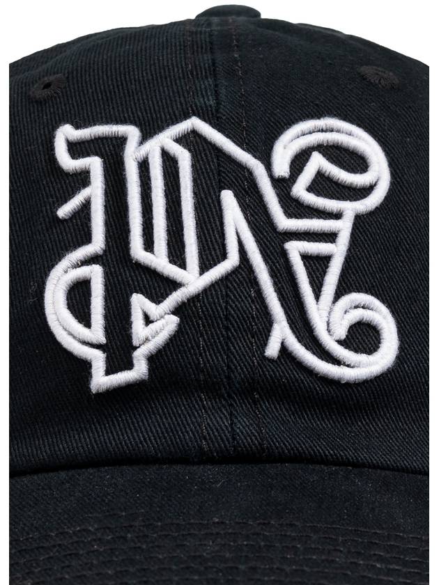 Monogram Ball Cap Black - PALM ANGELS - BALAAN 5