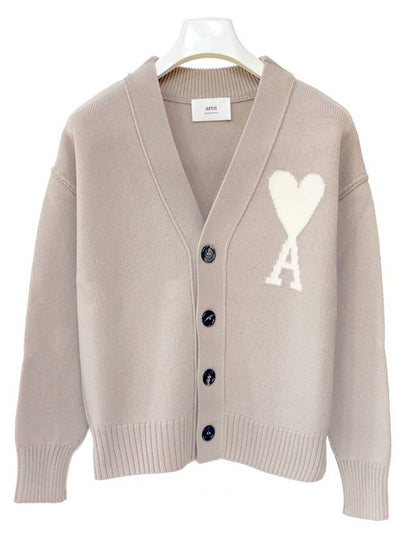 De Coeur Logo Wool Cardigan Light Beige - AMI - BALAAN 2