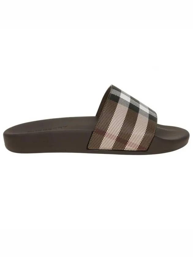 Check Print Slide Slippers Brown - BURBERRY - BALAAN.