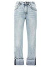 Roll Cuff Mid-Rise Slim Fit Denim Jeans Blue - BRUNELLO CUCINELLI - BALAAN 2