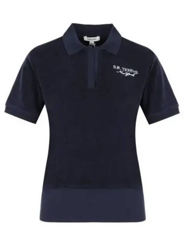 SR Tennis Terry Cloth Effect Polo Shirt Navy - SPORTY & RICH - BALAAN 2