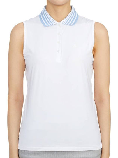 Women's Pleated Collar Sleeveless PK Shirt White - G/FORE - BALAAN 2