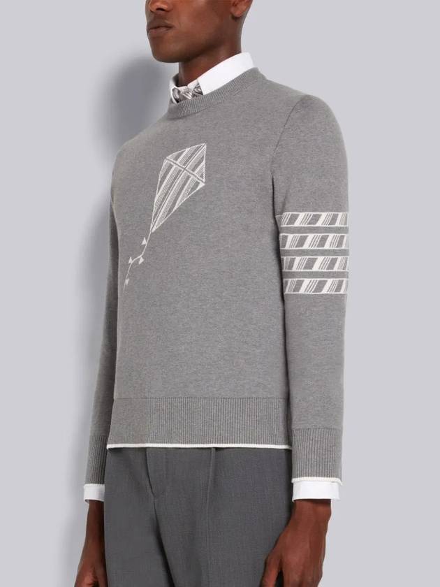 Men's Diagonal Cotton Kite Icon Jacquard Knit Sweatshirt Light Gray - THOM BROWNE - BALAAN.