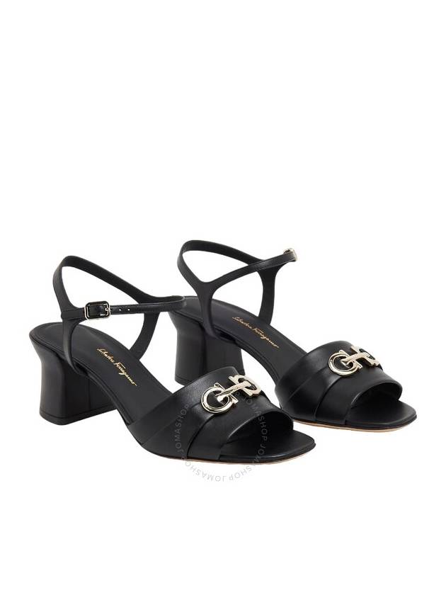 Double Gancini Sandal Heels Black - SALVATORE FERRAGAMO - BALAAN 3