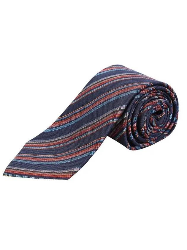 Men's Striped Silk Tie Navy - PAUL SMITH - BALAAN.