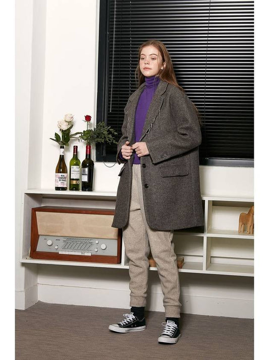 Surf clam WOOL Coat Brown herringbone Surf clam wool herringbone coat brown herringbone - VIBEREEN - BALAAN 1