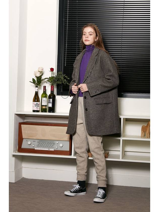 Surf clam WOOL Coat Brown herringbone Surf clam wool herringbone coat brown herringbone - VIBEREEN - BALAAN 2