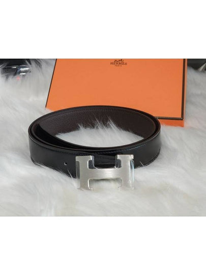 H Buckle 32MM Reversible Leather Belt Black - HERMES - BALAAN 2