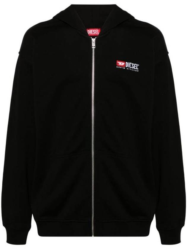 S Boxt Logo Embroidery Zip Up Hoodie Black - DIESEL - BALAAN 2