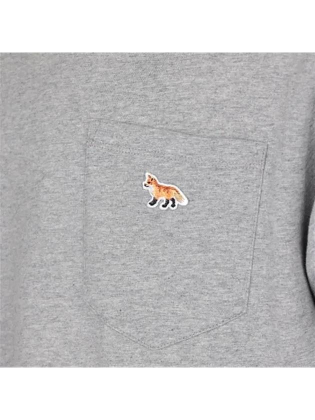 Baby Fox Patch Pocket Short Sleeve T-Shirt Grey Melange - MAISON KITSUNE - BALAAN 5