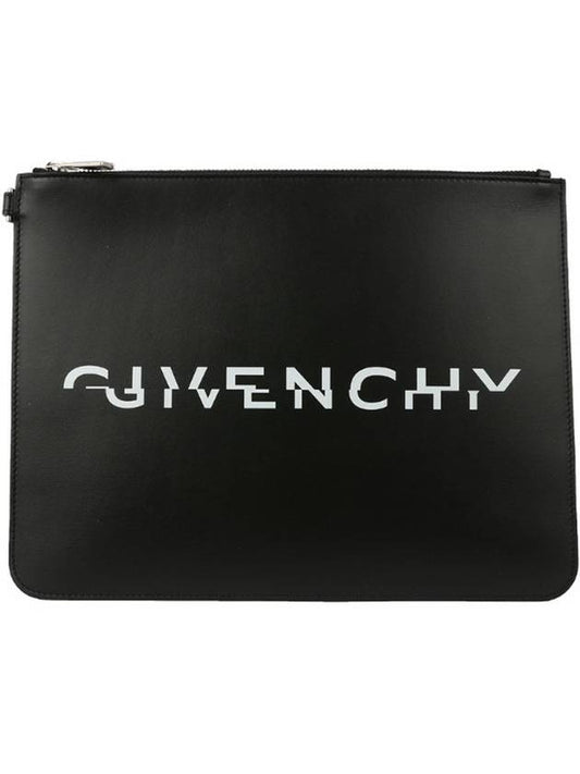 split logo clutch bag black - GIVENCHY - BALAAN.
