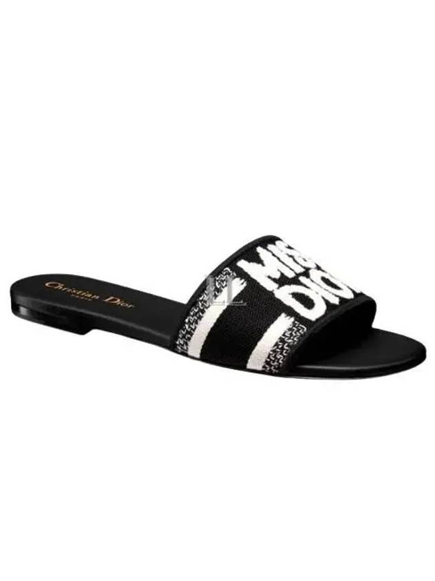 Dway Embroidered Cotton Slide Black White - DIOR - BALAAN 2