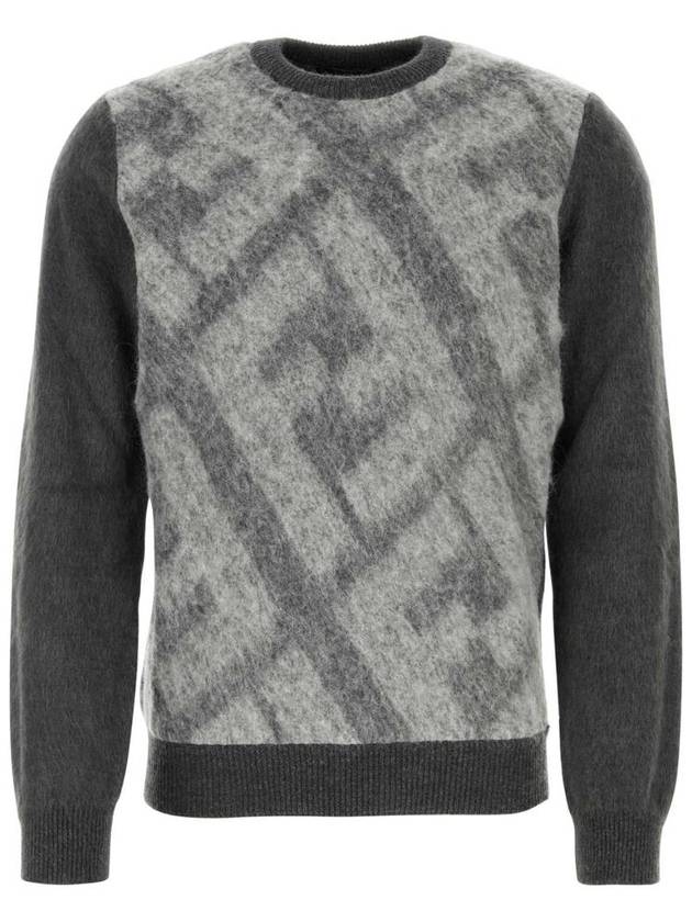 Crew Neck Alpaca Pullover Knit Top Grey - FENDI - BALAAN 2