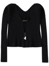 La Maille Pralu Longue Micro Charm Logo Cardigan Black - JACQUEMUS - BALAAN 5