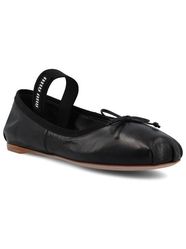 Women's Logo Leather Ballerinas Black - MIU MIU - BALAAN 3