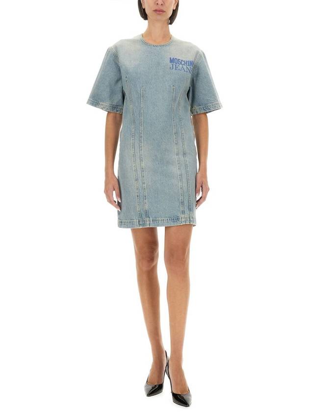 Moschino Jeans Smart Codes Denim Mini Dress - MOSCHINO - BALAAN 2