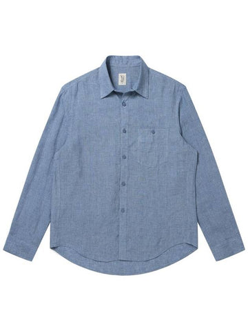 Men's Chambray Shirt Blue SWDQPSSH02 - SOLEW - BALAAN 1