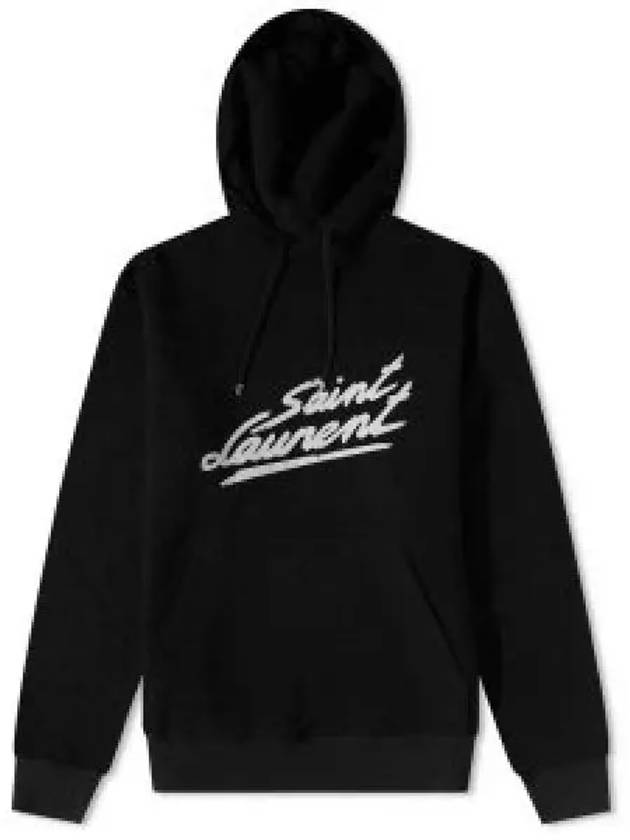 Signature Logo Hoodie Black - SAINT LAURENT - BALAAN 2