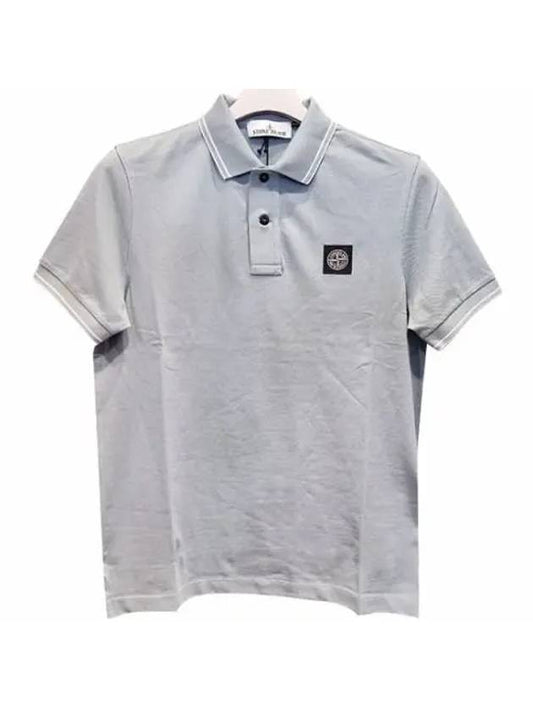 Men's Logo Patch Lining Short Sleeve Polo Shirt Grey - STONE ISLAND - BALAAN 1