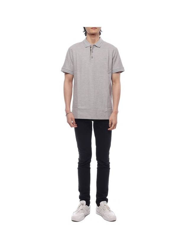 Embroidered Logo Short Sleeve Polo Shirt Grey - BURBERRY - BALAAN 4