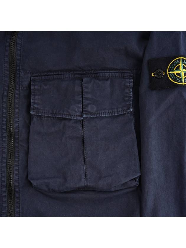 Garment Dyed Stretch Cotton Overshirt Navy - STONE ISLAND - BALAAN 5