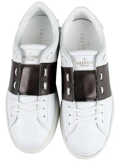 Rockstud Hidden Open Low Top Sneakers White Ruthenium - VALENTINO - BALAAN 2