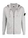 Waffen Patch Knit Zip Up Hoodie Light Grey - STONE ISLAND - BALAAN 2