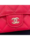 Classic Lambskin Flap Card Holder Red Champagne Gold - CHANEL - BALAAN 4