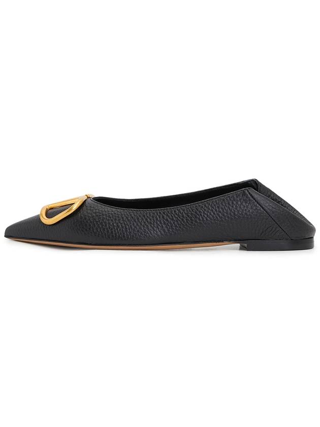 V Logo Pointed Toe Ballerina Flats Black - VALENTINO - BALAAN 6