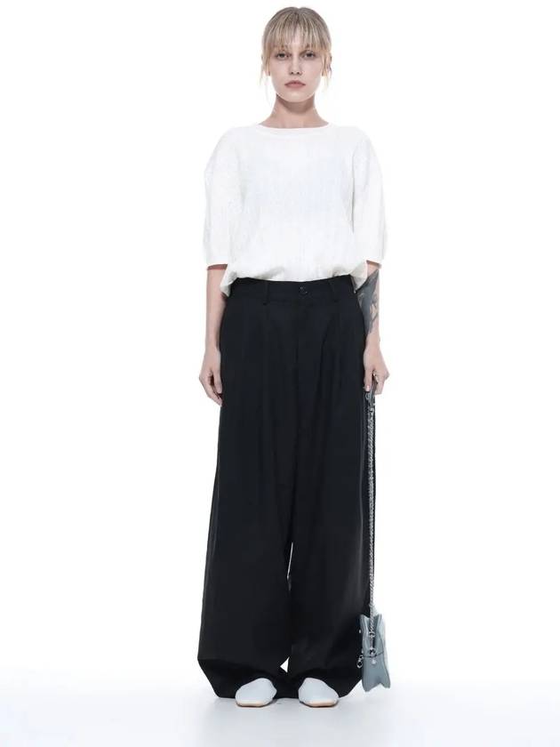 Linen two tuck wide pants black - CHANCE'S NOI - BALAAN 5