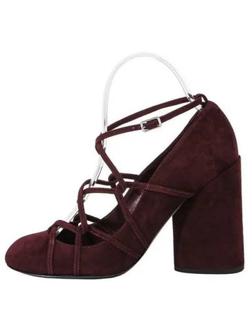 Women's Chunky Calf Leather Pumps Burgundy - MARC JACOBS - BALAAN 1