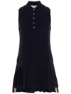 Women's Classic Pique Sleeveless Tennis Dress Navy - THOM BROWNE - BALAAN 1