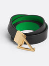 Triangle Buckle Leather Belt Black - BOTTEGA VENETA - BALAAN 4