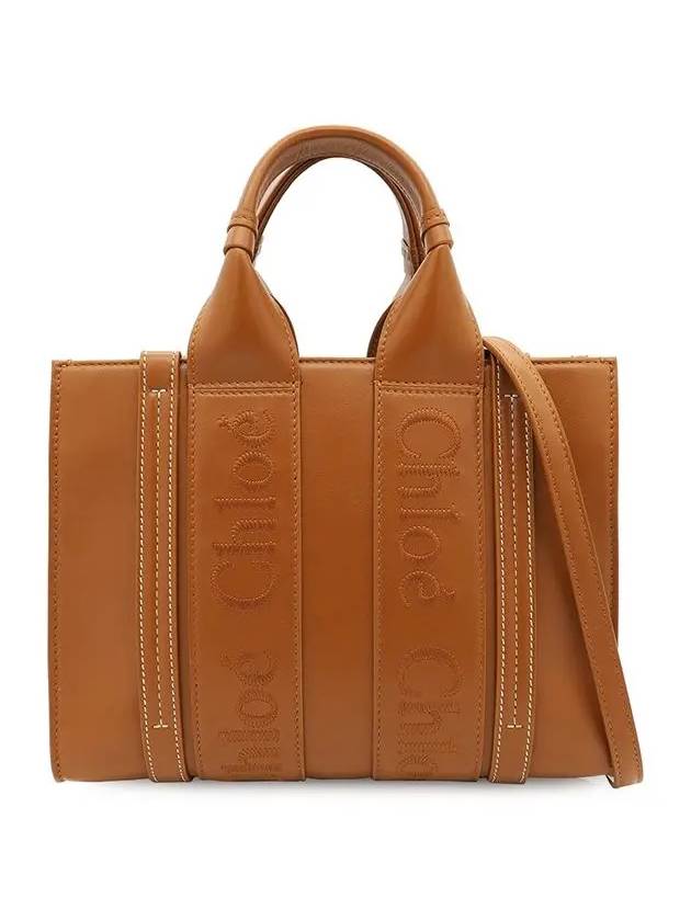 Woody Small Leather Tote Bag Brown - CHLOE - BALAAN 3