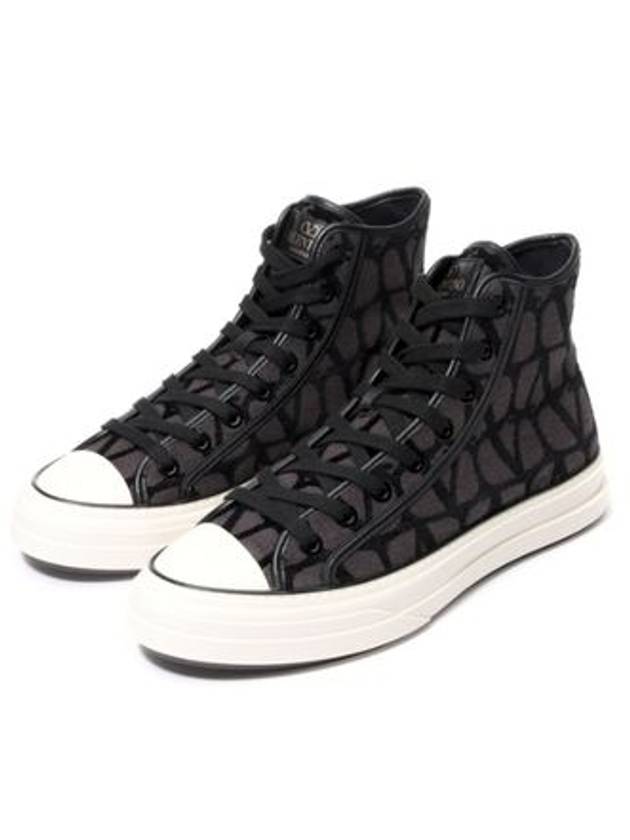 Toile Iconographe High Top Sneakers Brown - VALENTINO - BALAAN 3