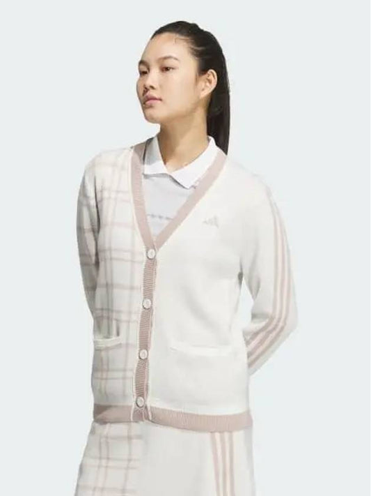 Fully Fashion 3S Checked Cardigan Women s Golf Off White IS4753 716063 - ADIDAS - BALAAN 1