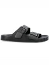 Sunday Double Buckle Leather Slippers Black - BALENCIAGA - BALAAN 2