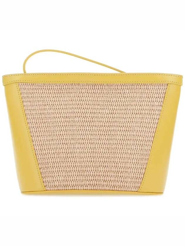 Tropicalia Raffia Leather Logo Pouch Bag Yellow - MARNI - BALAAN 4