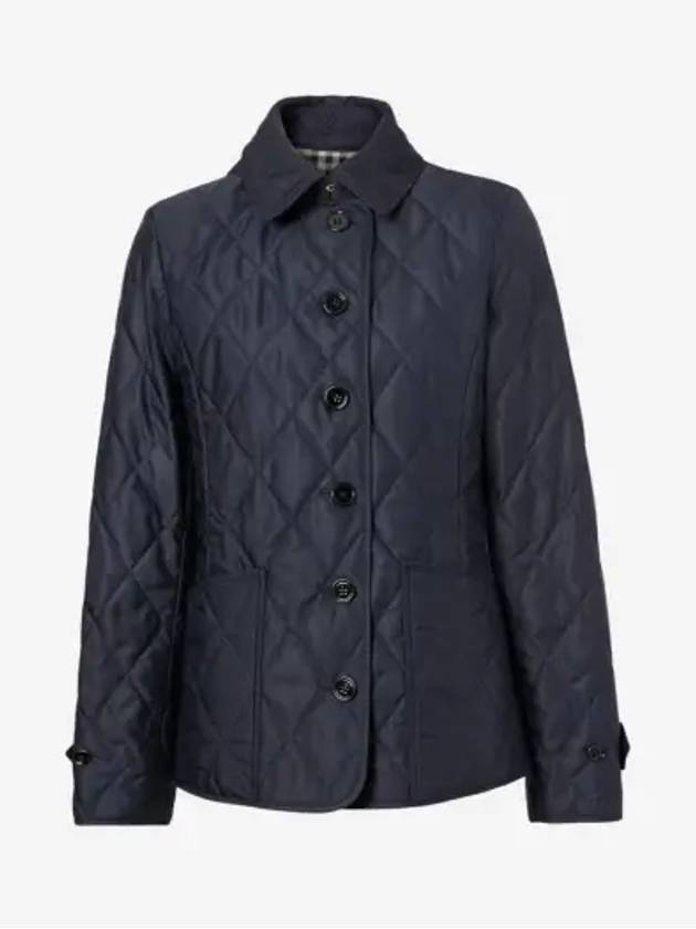 Women's Diamond Quilted Thermoregulated Check Jacket Midnight - BURBERRY - BALAAN 3