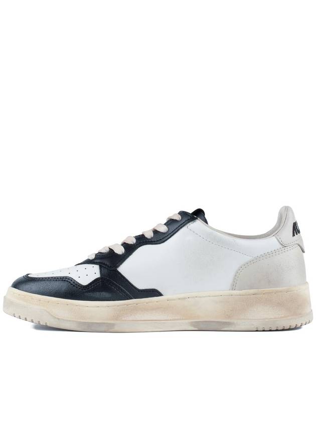 Autry Medalist Low Super Vintage Anthracite White And Blue Leather Sneakers - AUTRY - BALAAN 2