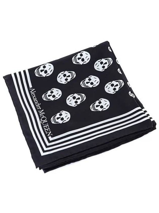 Skull Print Silk Scarf Black - ALEXANDER MCQUEEN - BALAAN 2