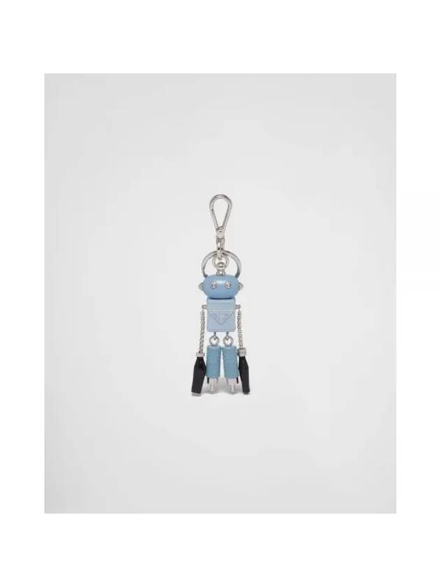 Saffiano Leather Robot Keychain Trick Light Blue - PRADA - BALAAN 1