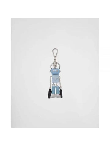 Saffiano Leather Robot Keychain Trick Light Blue - PRADA - BALAAN 1