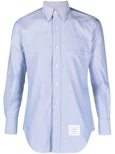 Men's Logo Patch Classic Cotton Long-Sleeved Shirt White Light Blue - THOM BROWNE - BALAAN 2